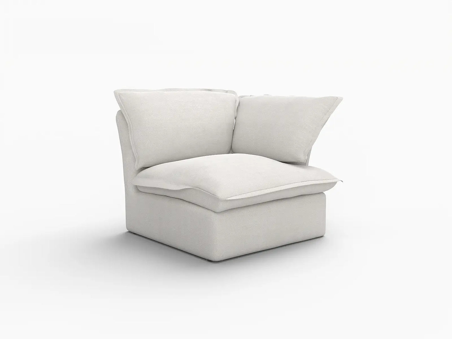 Deluxe Cloud White 1-Seater Single Sofa | 1-Piece, Linen and Cotton Fabric, Washable Covers