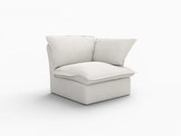 Deluxe Cloud White 1-Seater Single Sofa | 1-Piece, Linen and Cotton Fabric, Washable Covers