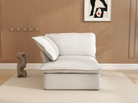 Deluxe Cloud White 1-Seater Single Sofa | 1-Piece, Linen and Cotton Fabric, Washable Covers