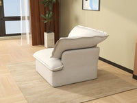 Deluxe Cloud White 1-Seater Single Sofa | 1-Piece, Linen and Cotton Fabric, Washable Covers