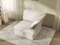 Deluxe Cloud White 1-Seater Single Sofa | 1-Piece, Linen and Cotton Fabric, Washable Covers