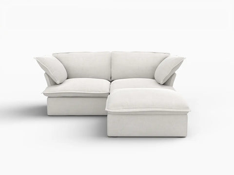 Fundas de sofá seccional Deluxe Linen Cloud | Funda de sofá de lino y algodón blanco para 2 plazas con 1 otomana