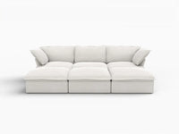 Deluxe Linen Cloud Sectional Sofas Covers | White Linen and Cotton Sofa Cover for 3-Seater with 3-Ottoman