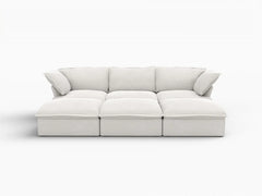 Deluxe Linen Cloud Sectional Sofas Covers | White Linen and Cotton Sofa Cover for 3-Seater with 3-Ottoman
