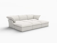 Deluxe Linen Cloud Sectional Sofas Covers | White Linen and Cotton Sofa Cover for 3-Seater with 3-Ottoman