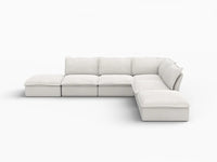 Deluxe Cloud White 4-Seater L-Shaped Sofa with Storage | 6-Piece (includes 2 ottomans), Linen and Cotton Fabric, Washable Covers