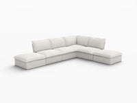 Deluxe Cloud White 4-Seater L-Shaped Sofa with Storage | 6-Piece (includes 2 ottomans), Linen and Cotton Fabric, Washable Covers