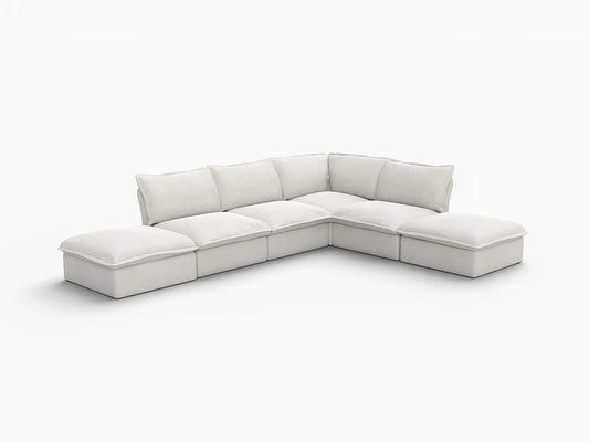 Deluxe Linen Cloud Sectional Sofas Covers | White Linen and Cotton Sofa Cover for 4-Seater with 2-Ottoman