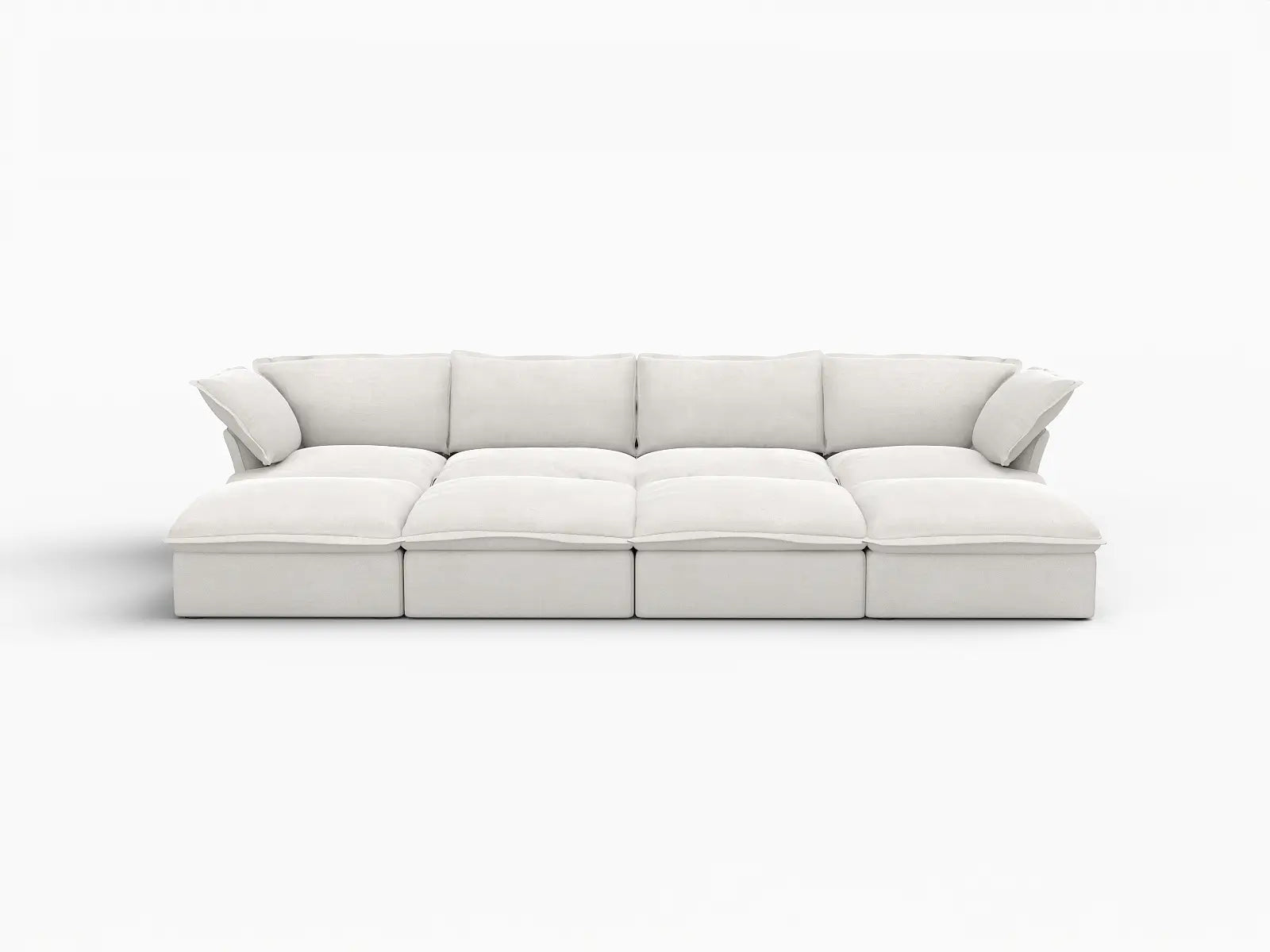 Deluxe Linen Cloud Sectional Sofas Covers | White Linen and Cotton Sofa Cover for 4-Seater with 4-Ottoman