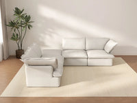 Deluxe Cloud White 4-Seater V-Shaped Sofa with Storage | 5-Piece (includes 1 ottoman), Linen and Cotton Fabric, Washable Covers