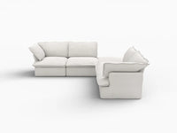 Deluxe Linen Cloud Sectional Sofas Covers | White Linen and Cotton Sofa Cover for 4-Seater with 1-Ottoman