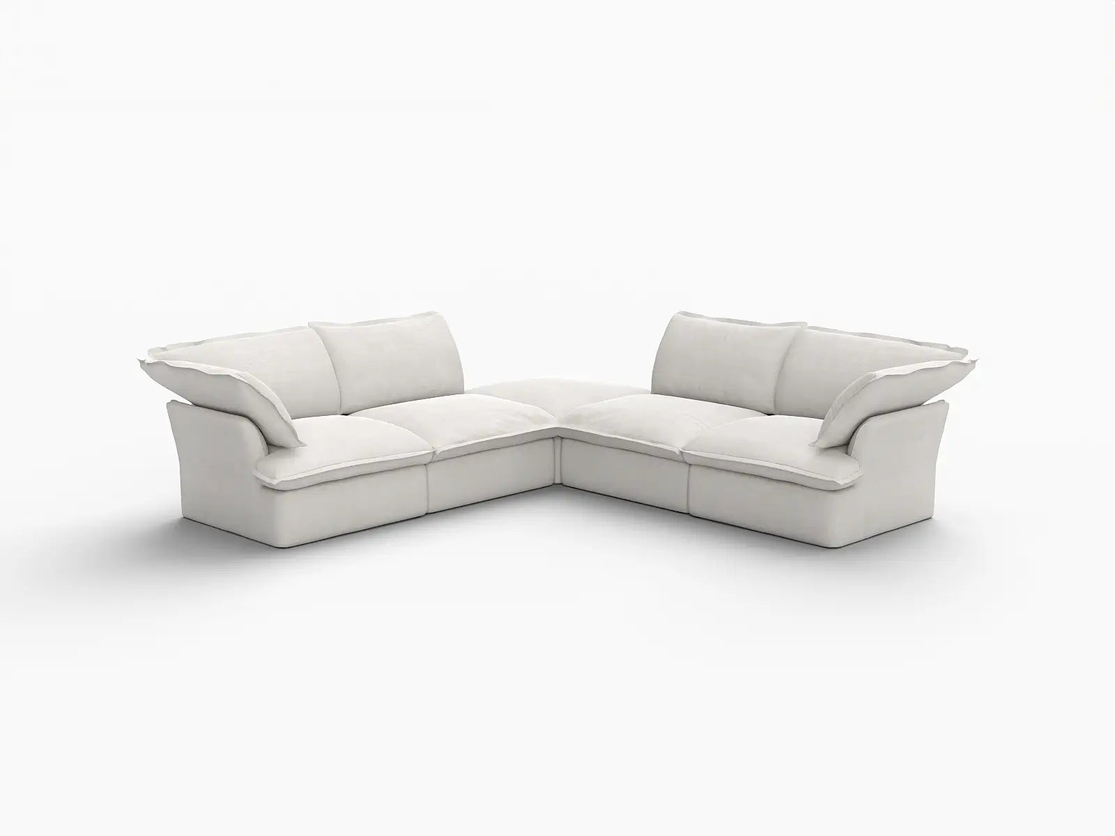 Deluxe Linen Cloud Sectional Sofas Covers | White Linen and Cotton Sofa Cover for 4-Seater with 1-Ottoman