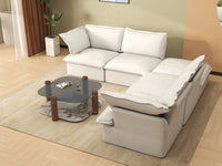Deluxe Linen Cloud Sectional Sofas Covers | White Linen and Cotton Sofa Cover for 4-Seater with 1-Ottoman
