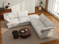 Deluxe Linen Cloud Sectional Sofas Covers | White Linen and Cotton Sofa Cover for 4-Seater with 1-Ottoman