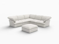 Deluxe Cloud White 5-Seater Sofa Set with Storage | 6-Piece (includes 1 ottoman), Linen and Cotton Fabric, Washable Covers