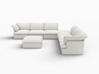 Deluxe Linen Cloud Sectional Sofas Covers | White Linen and Cotton Sofa Cover for 6-Seater with 2-Ottoman