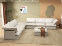 Deluxe Cloud White 6-Seater Sofa with Storage | 8-Piece (includes 2 ottomans), Linen and Cotton Fabric, Washable Covers