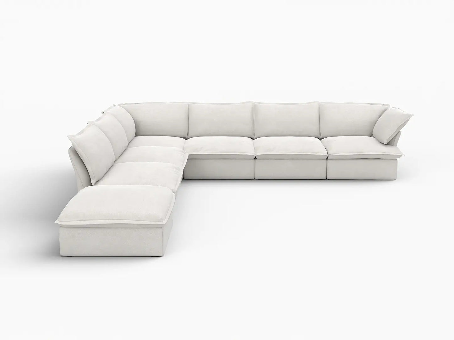 Fundas de sofá seccional Deluxe Linen Cloud | Funda de sofá de lino y algodón blanco para 6 plazas con 1 otomana