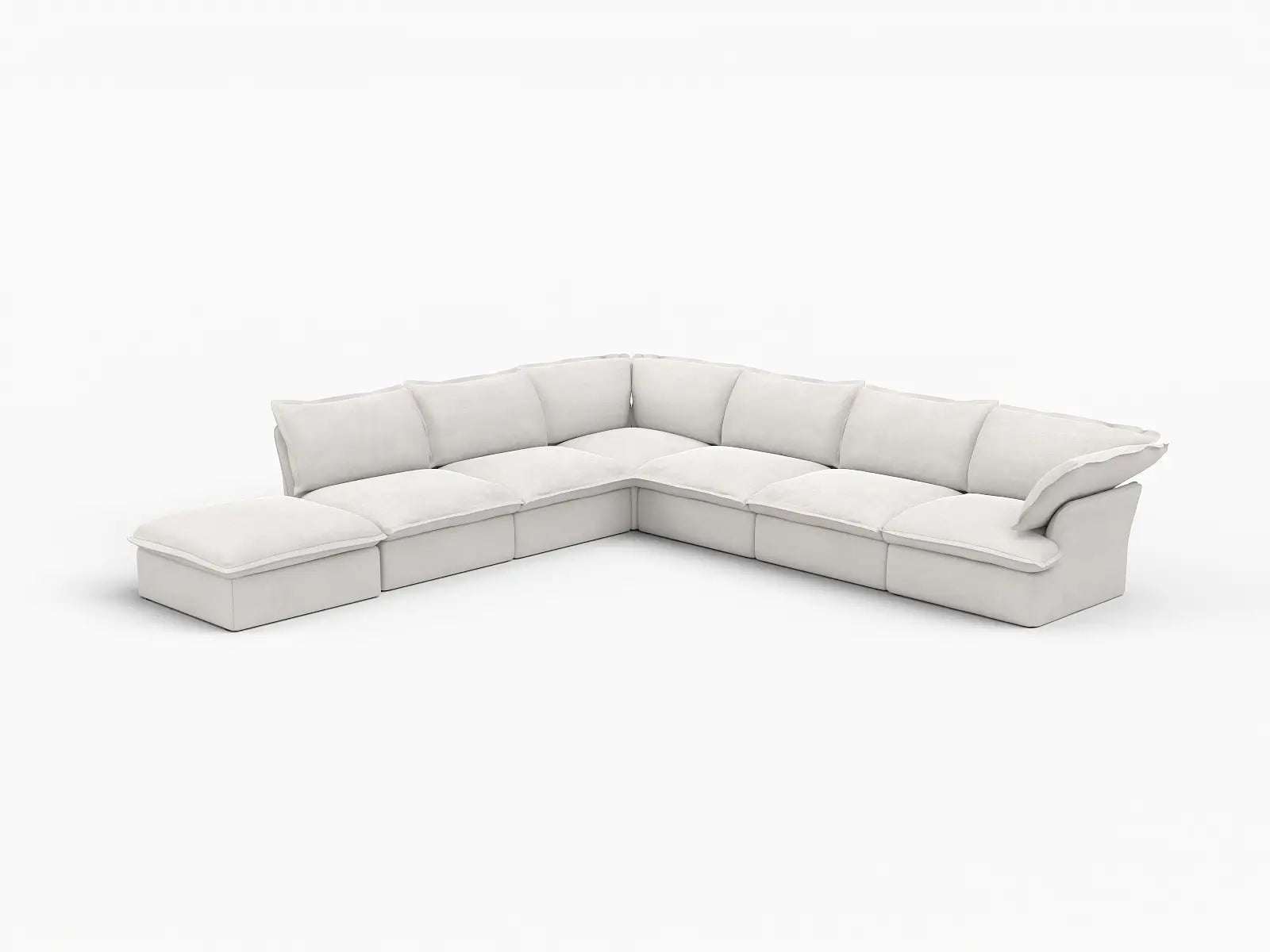 Fundas de sofá seccional Deluxe Linen Cloud | Funda de sofá de lino y algodón blanco para 6 plazas con 1 otomana