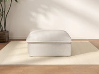 Deluxe Cloud White Storage Ottoman | 1-Piece, Linen and Cotton Fabric, Washable Covers