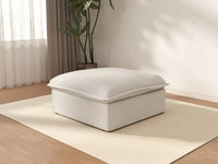 Deluxe Cloud White Storage Ottoman | 1-Piece, Linen and Cotton Fabric, Washable Covers