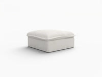 Deluxe Cloud White Storage Ottoman | 1-Piece, Linen and Cotton Fabric, Washable Covers