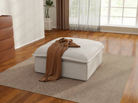 Deluxe Cloud White Storage Ottoman | 1-Piece, Linen and Cotton Fabric, Washable Covers