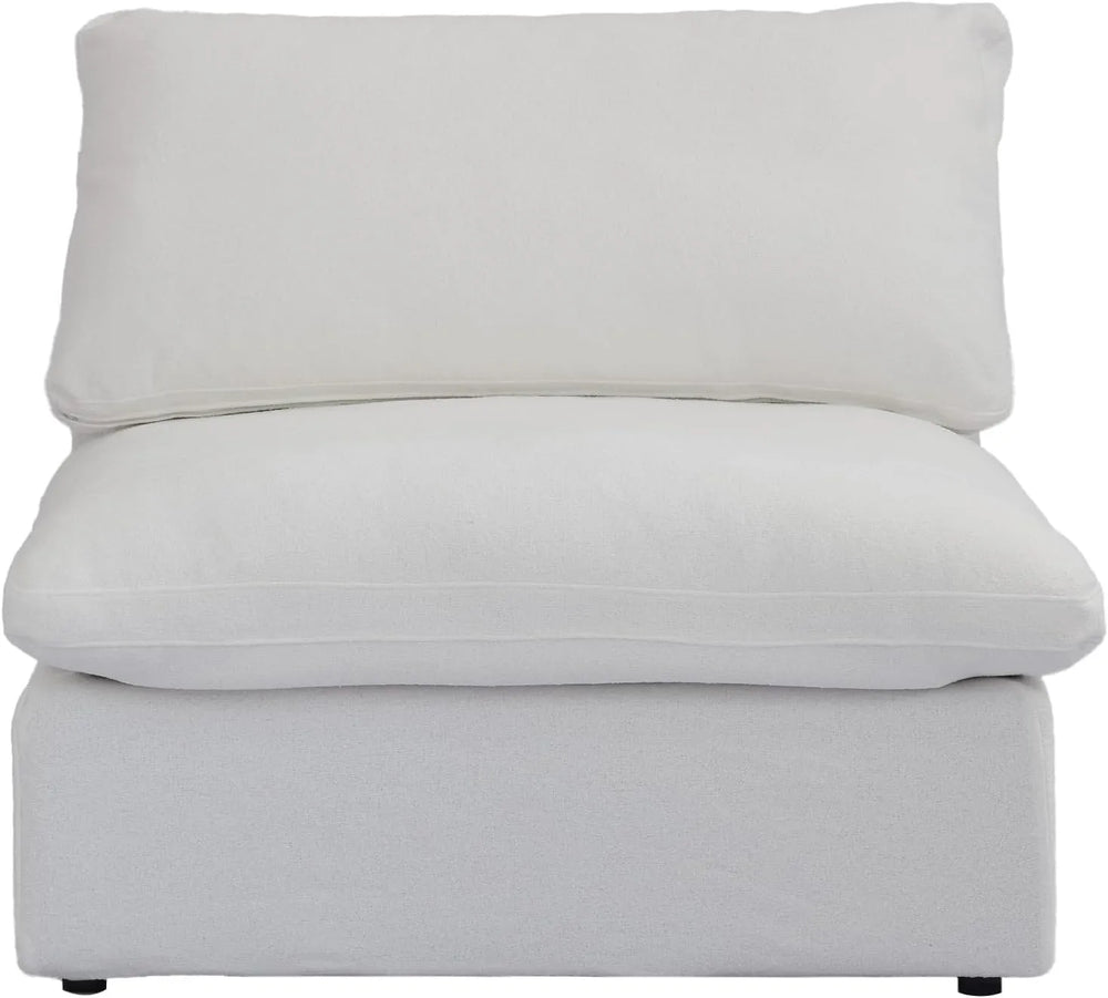 Deluxe Premium Cloud Sectional Sofas | White Cotton and Linen Armless Single Sofa 1-seater