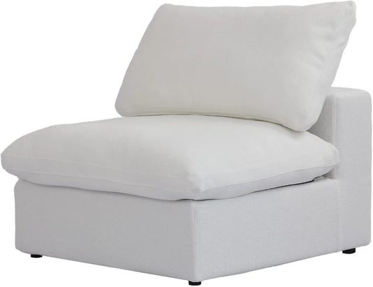 Deluxe Premium Cloud Sectional Sofas | White Cotton and Linen Armless Single Sofa 1-seater