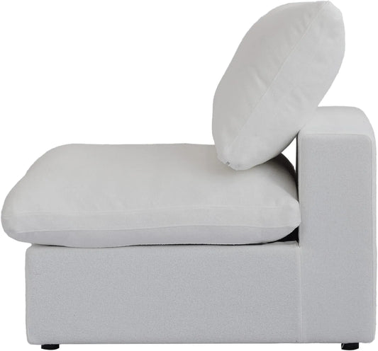 Deluxe Premium Cloud Sectional Sofas | White Cotton and Linen Armless Single Sofa 1-seater