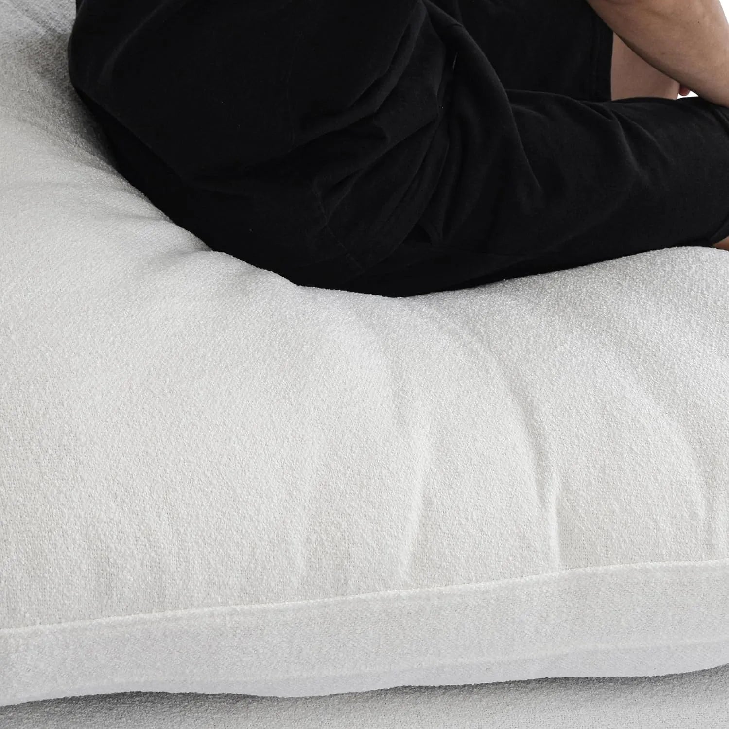 Deluxe Cloud 1-Seater White Washable Single Sofa | 1-Piece, Cotton and Linen Fabric, Modular Design