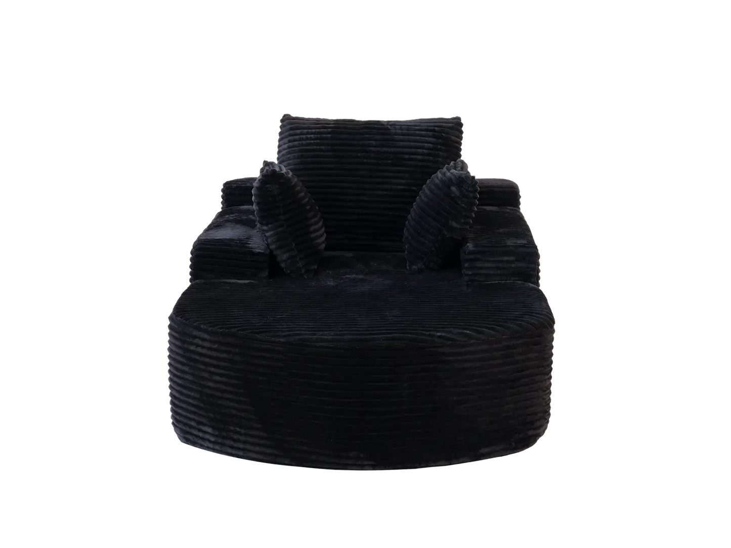 Essential 1-Seater Black Small Space Single Sofa | 1-Piece, Corduroy Fabric, Chaise-Style Comfort, Compact Design