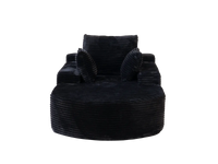 Essential 1-Seater Black Small Space Single Sofa | 1-Piece, Corduroy Fabric, Chaise-Style Comfort, Compact Design