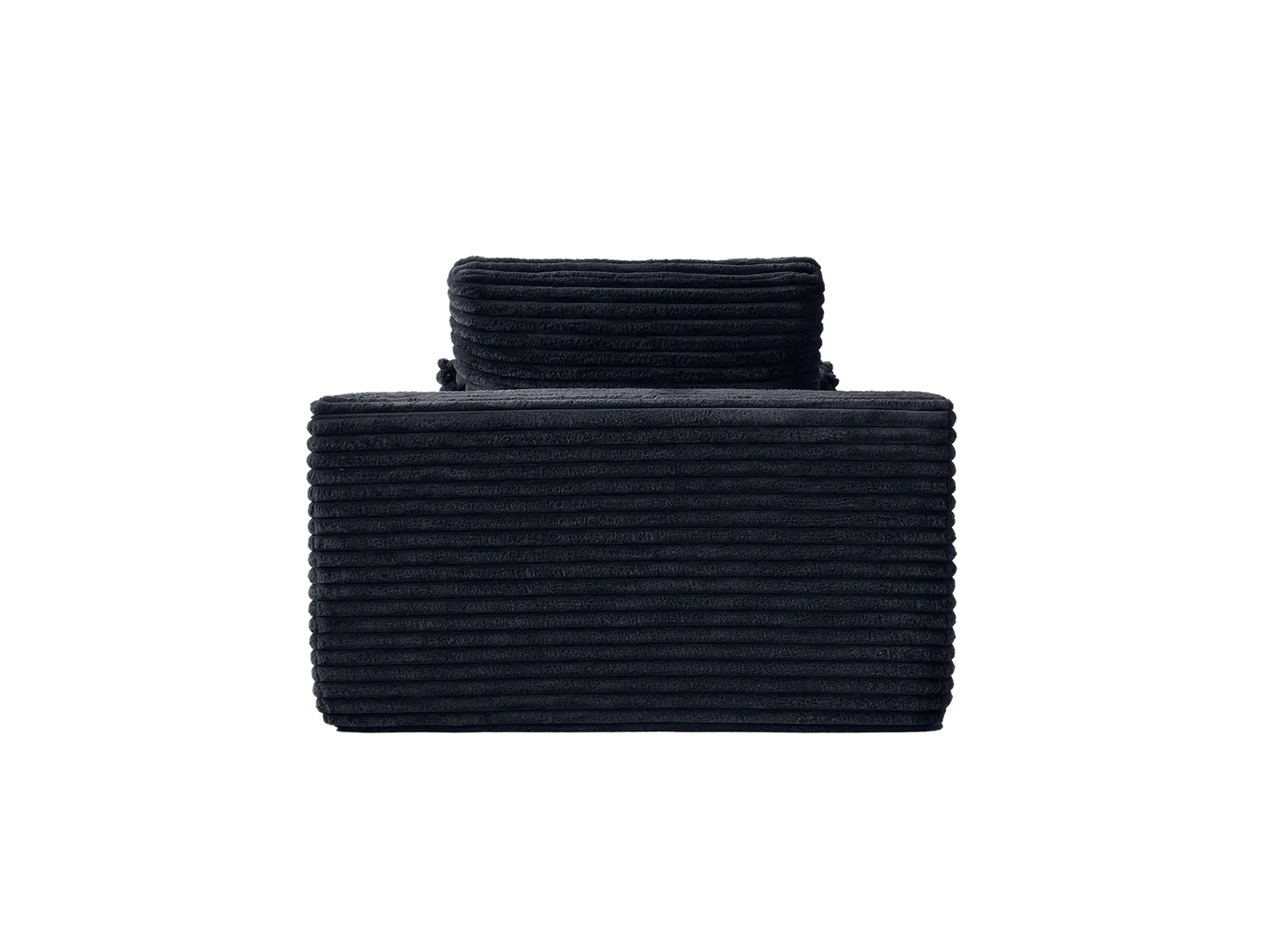 Essential 1-Seater Black Small Space Single Sofa | 1-Piece, Corduroy Fabric, Chaise-Style Comfort, Compact Design