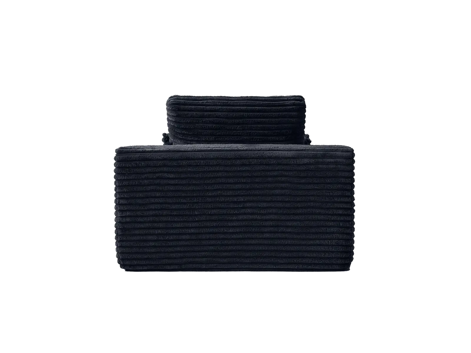 Essential 1-Seater Black Small Space Single Sofa | 1-Piece, Corduroy Fabric, Chaise-Style Comfort, Compact Design