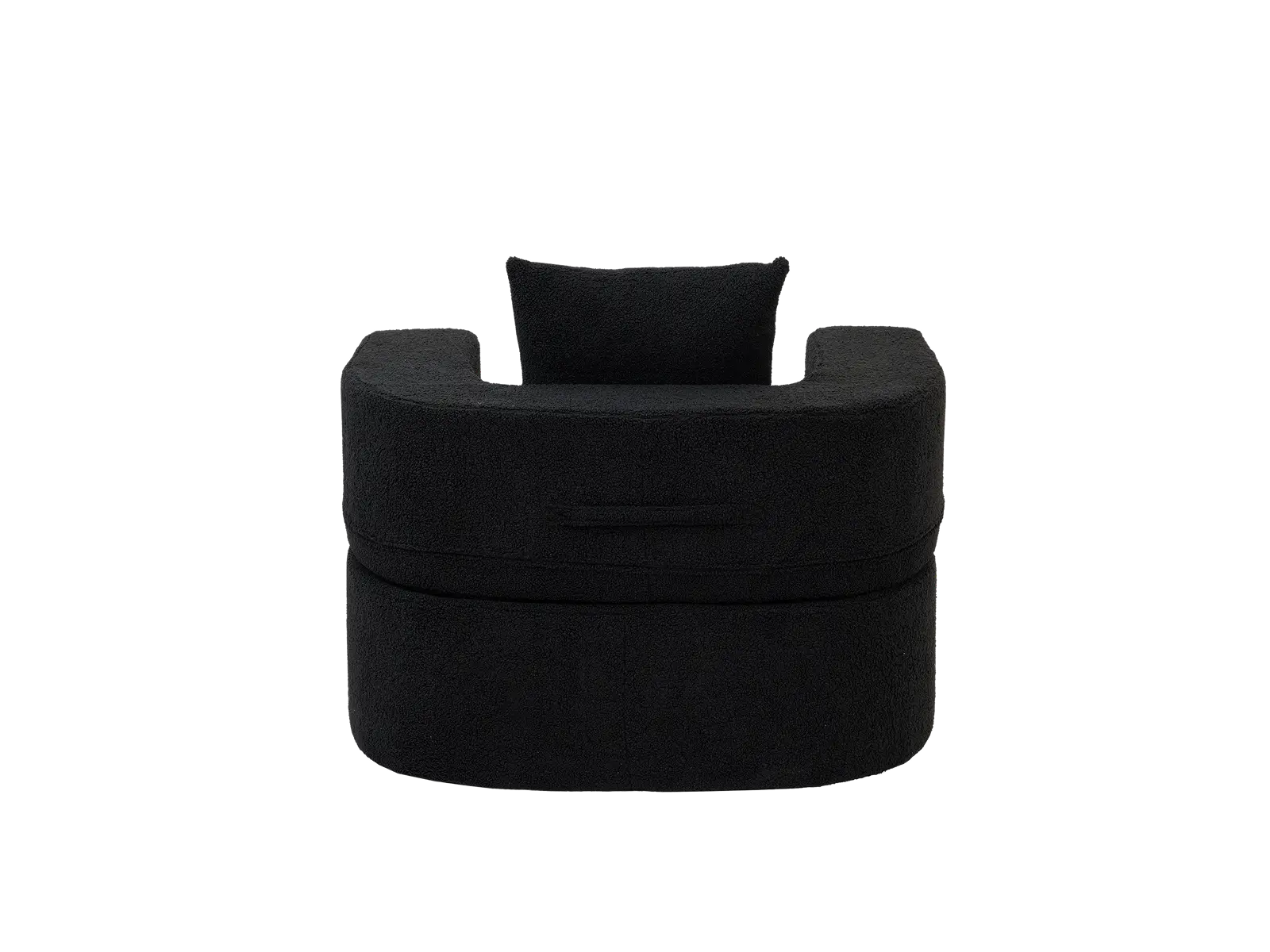 Essential 1-Seater Black Small Space Single Sofa | Teddy Velvet Fabric, Includes Ottoman, Convertible Sleeper Design