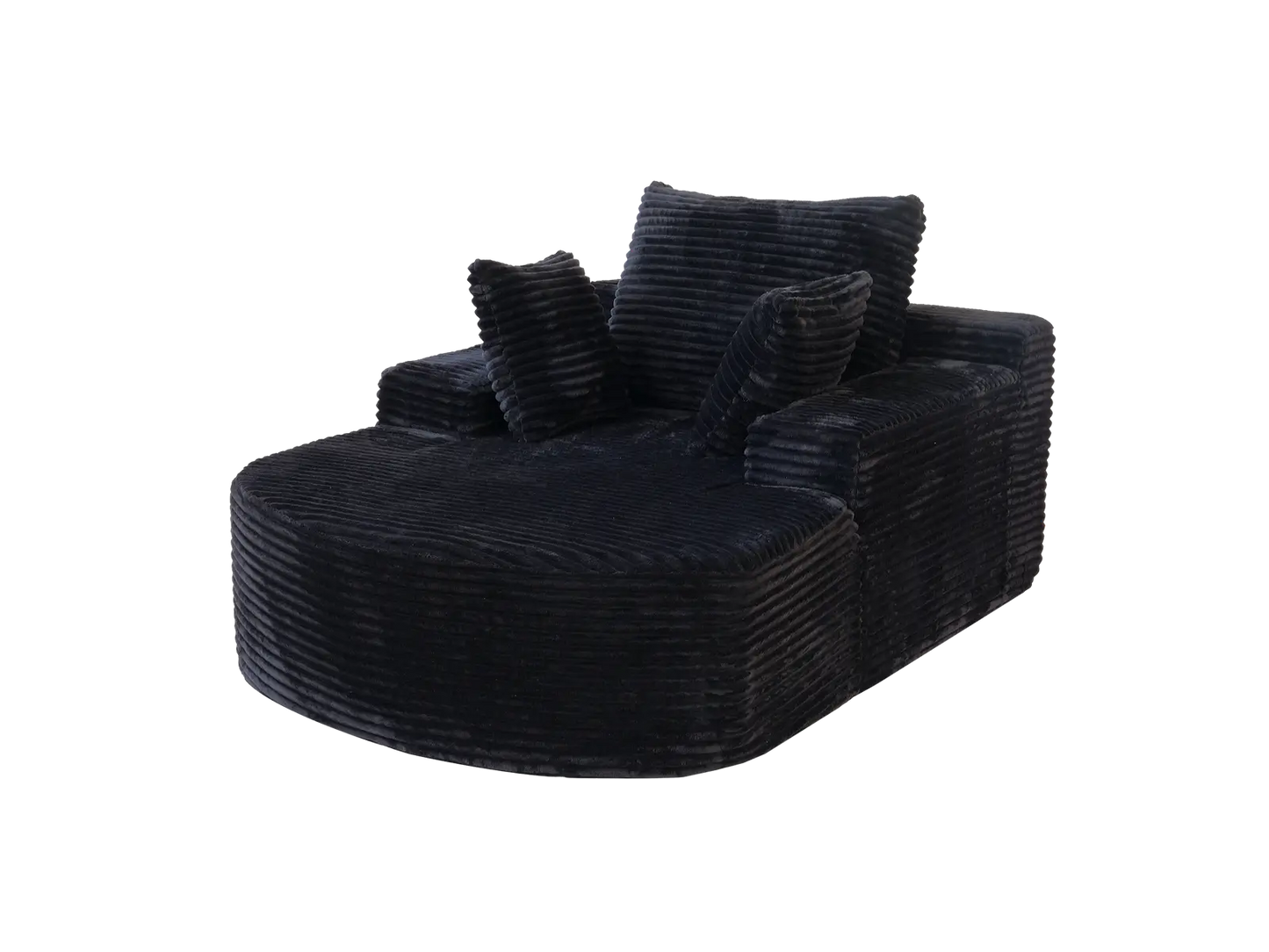 Essential 1-Seater Black Small Space Single Sofa | 1-Piece, Corduroy Fabric, Chaise-Style Comfort, Compact Design