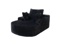 Essential 1-Seater Black Small Space Single Sofa | 1-Piece, Corduroy Fabric, Chaise-Style Comfort, Compact Design