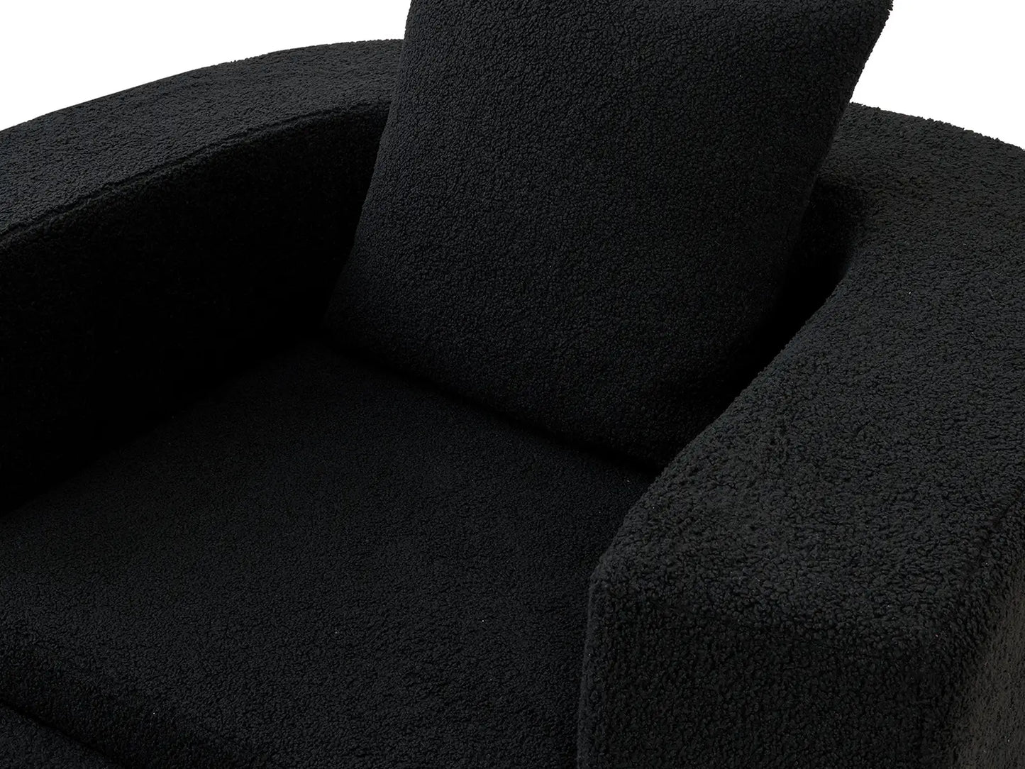 Essential 1-Seater Black Small Space Single Sofa | Teddy Velvet Fabric, Includes Ottoman, Convertible Sleeper Design
