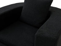 Essential 1-Seater Black Small Space Single Sofa | Teddy Velvet Fabric, Includes Ottoman, Convertible Sleeper Design