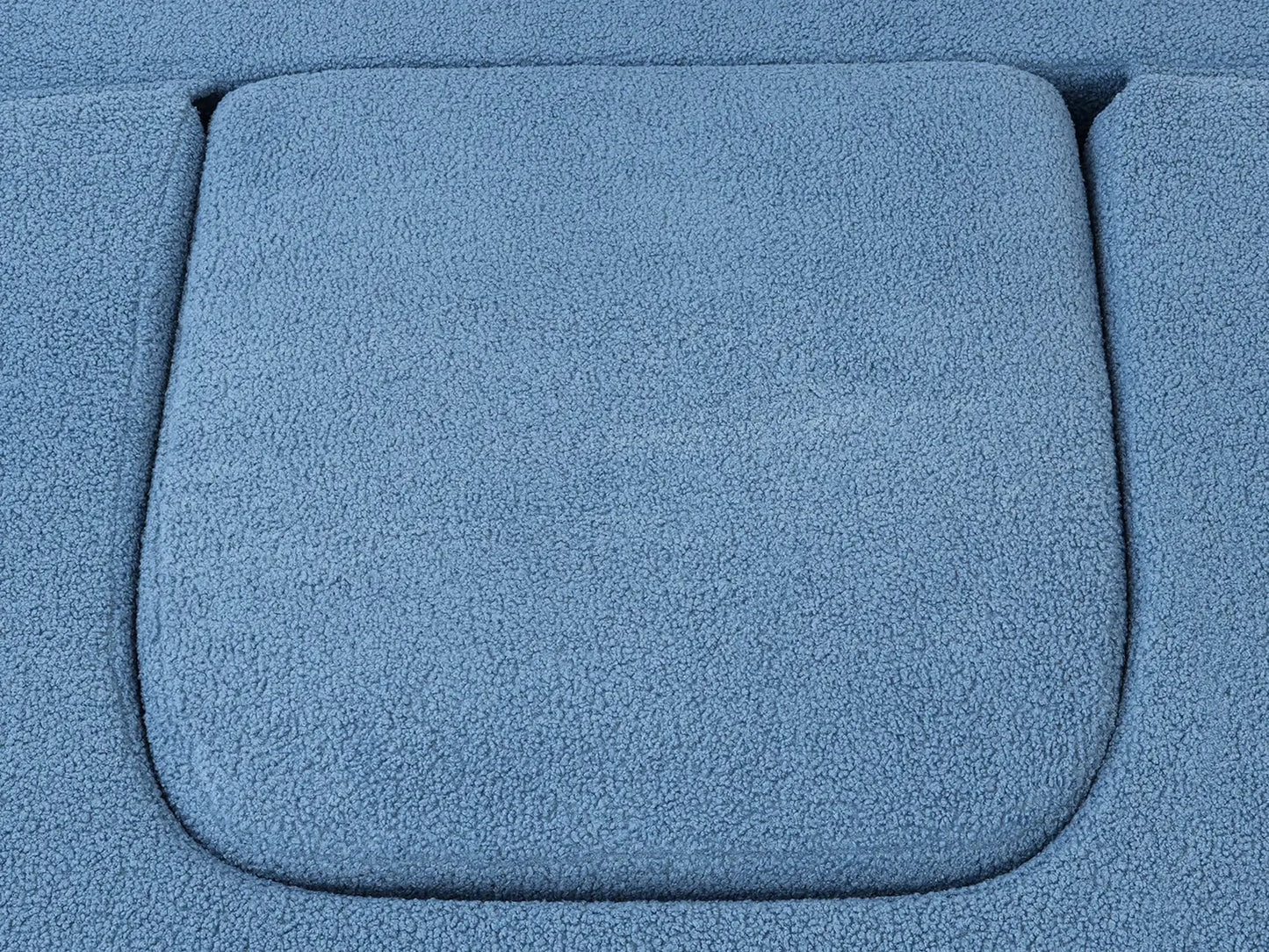 Essential 1-Seater Blue Small Space Single Sofa | Teddy Velvet Fabric, Includes Ottoman, Convertible Sleeper Design