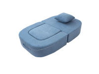 Essential 1-Seater Blue Small Space Single Sofa | Teddy Velvet Fabric, Includes Ottoman, Convertible Sleeper Design