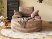 Essential 1-Seater Brown Small Space Single Sofa | 1-Piece, Corduroy Fabric, Chaise-Style Comfort, Compact Design