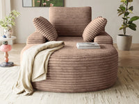 Essential 1-Seater Brown Small Space Single Sofa | 1-Piece, Corduroy Fabric, Chaise-Style Comfort, Compact Design