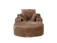 Essential 1-Seater Brown Small Space Single Sofa | 1-Piece, Corduroy Fabric, Chaise-Style Comfort, Compact Design