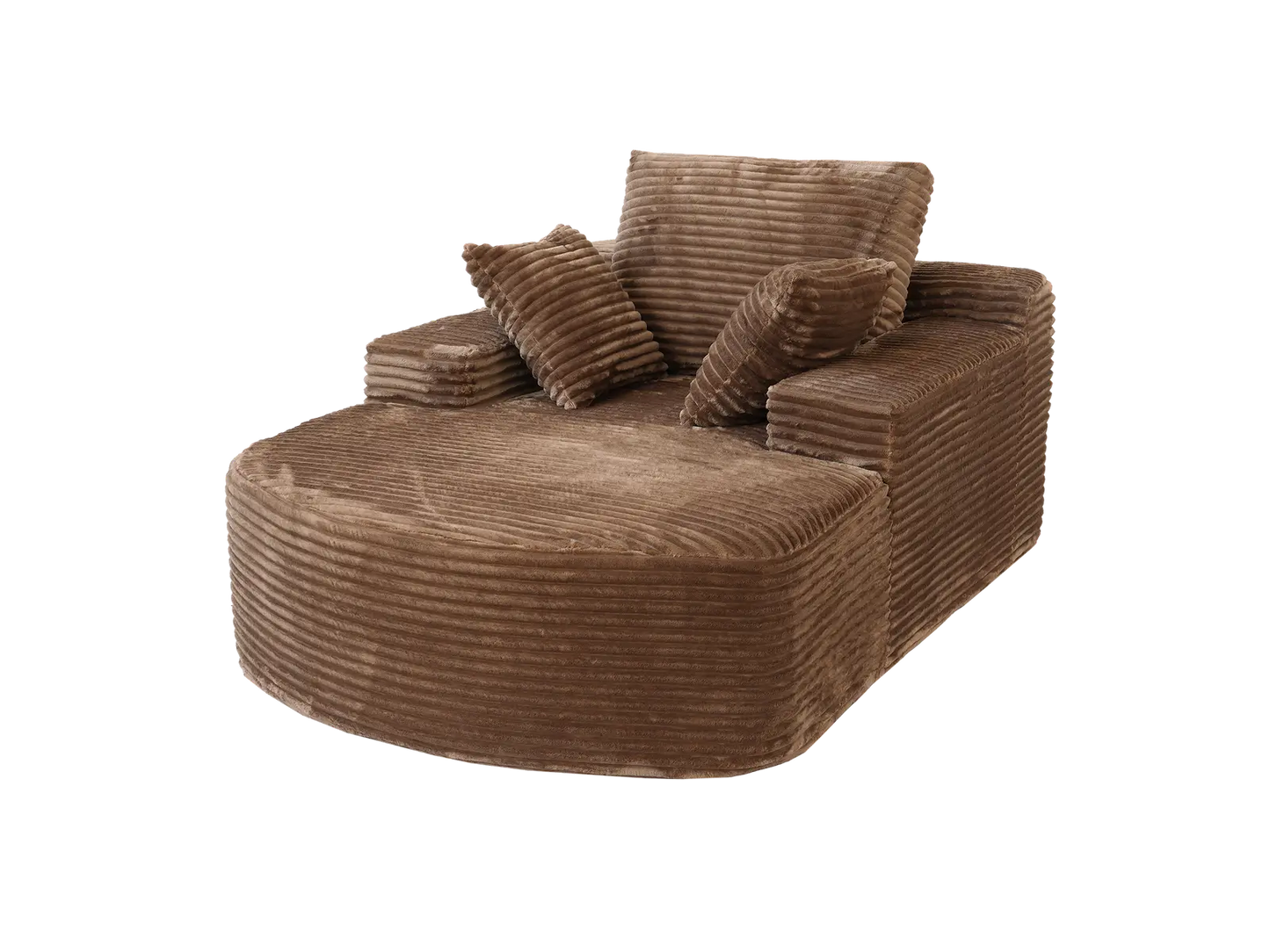 Essential 1-Seater Brown Small Space Single Sofa | 1-Piece, Corduroy Fabric, Chaise-Style Comfort, Compact Design