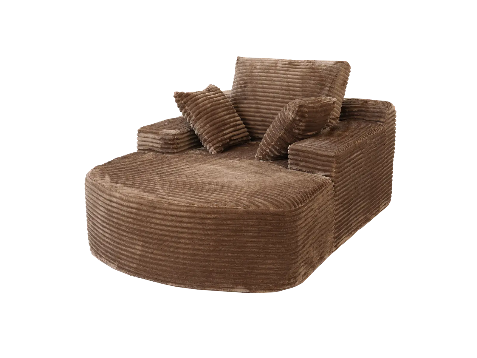 Essential 1-Seater Brown Small Space Single Sofa | 1-Piece, Corduroy Fabric, Chaise-Style Comfort, Compact Design