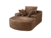 Essential 1-Seater Brown Small Space Single Sofa | 1-Piece, Corduroy Fabric, Chaise-Style Comfort, Compact Design