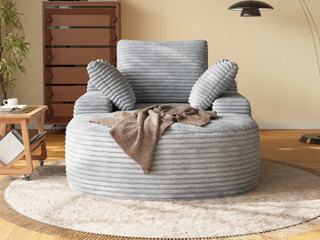 Essential 1-Seater Light Grey Small Space Single Sofa | 1-Piece, Corduroy Fabric, Chaise-Style Comfort, Compact Design