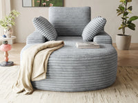 Essential 1-Seater Light Grey Small Space Single Sofa | 1-Piece, Corduroy Fabric, Chaise-Style Comfort, Compact Design